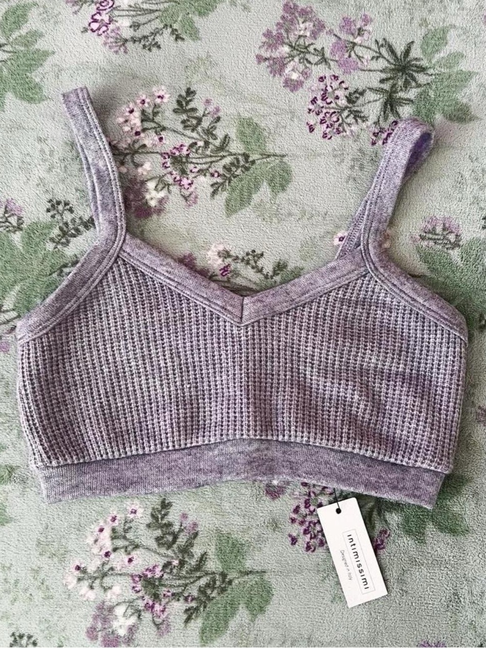 Intimissimi Sweater Grey Knit Bralette Soft Tricot Top
